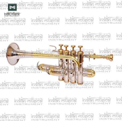 Piccolo Trumpet with 4 Smooth Valves Bb Pitch Brass Mouthpiece and Carry Case for Students, Beginners and Intermediate (Brass Nickel) in Saudi Arabia