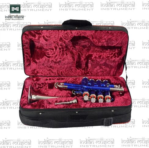 Piccolo Trumpet with 4 Smooth Valves Bb Pitch Brass Mouthpiece and Carry Case for Students, Beginners and Intermediate (Full Nickel) in Saudi Arabia
