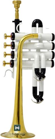 Piccolo Trumpet with 4 Smooth Valves Bb Pitch Brass Mouthpiece and Carry Case for Students, Beginners and Intermediate (White Gold) in Saudi Arabia