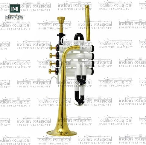 Piccolo Trumpet with 4 Smooth Valves Bb Pitch Brass Mouthpiece and Carry Case for Students, Beginners and Intermediate (White Gold) in Saudi Arabia