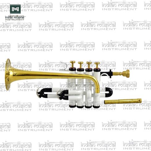 Piccolo Trumpet with 4 Smooth Valves Bb Pitch Brass Mouthpiece and Carry Case for Students, Beginners and Intermediate (White Gold) in Saudi Arabia
