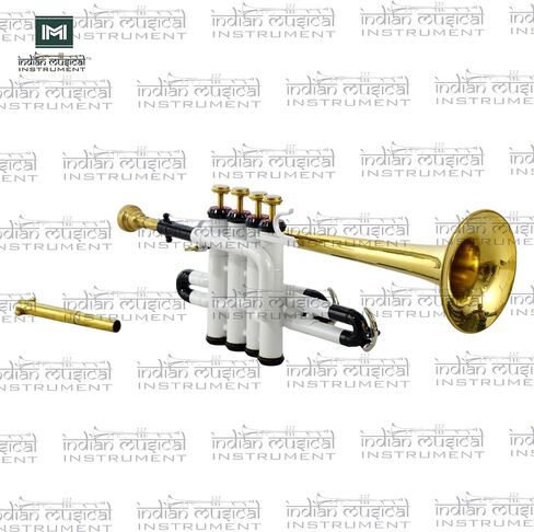 Piccolo Trumpet with 4 Smooth Valves Bb Pitch Brass Mouthpiece and Carry Case for Students, Beginners and Intermediate (White Gold) in Saudi Arabia