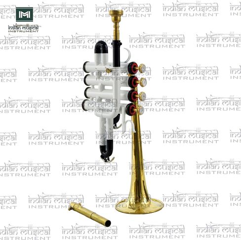 Piccolo Trumpet with 4 Smooth Valves Bb Pitch Brass Mouthpiece and Carry Case for Students, Beginners and Intermediate (White Gold) in Saudi Arabia