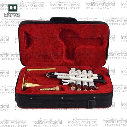 Piccolo Trumpet with 4 Smooth Valves Bb Pitch Brass Mouthpiece and Carry Case for Students, Beginners and Intermediate (White Gold) in Saudi Arabia