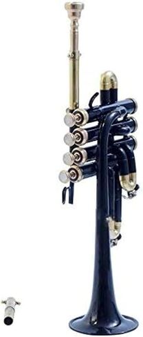 Piccolo Trumpet with 4 Smooth Valves Bb Pitch Brass Mouthpiece and Carry Case for Students, Beginners and Intermediate (Black) in Saudi Arabia