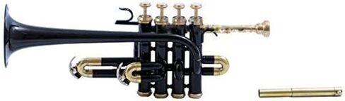 Piccolo Trumpet with 4 Smooth Valves Bb Pitch Brass Mouthpiece and Carry Case for Students, Beginners and Intermediate (Black) in Saudi Arabia