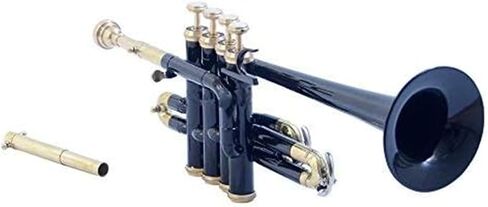 Piccolo Trumpet with 4 Smooth Valves Bb Pitch Brass Mouthpiece and Carry Case for Students, Beginners and Intermediate (Black) in Saudi Arabia