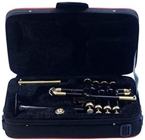 Piccolo Trumpet with 4 Smooth Valves Bb Pitch Brass Mouthpiece and Carry Case for Students, Beginners and Intermediate (Black) in Saudi Arabia