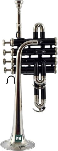 Piccolo Trumpet with 4 Smooth Valves Bb Pitch Brass Mouthpiece and Carry Case for Students, Beginners and Intermediate (Black Nickel) in Saudi Arabia