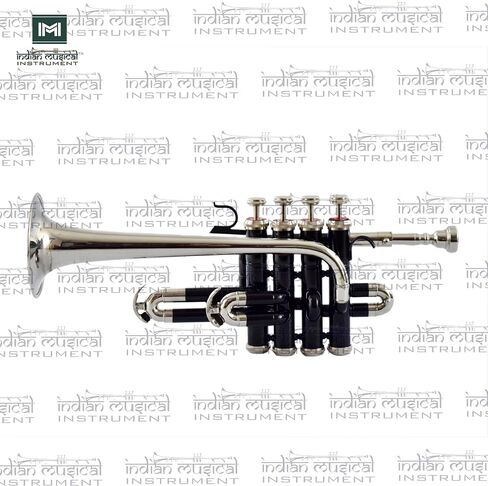 Piccolo Trumpet with 4 Smooth Valves Bb Pitch Brass Mouthpiece and Carry Case for Students, Beginners and Intermediate (Black Nickel) in Saudi Arabia