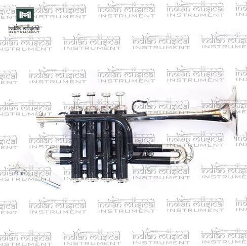 Piccolo Trumpet with 4 Smooth Valves Bb Pitch Brass Mouthpiece and Carry Case for Students, Beginners and Intermediate (Black Nickel) in Saudi Arabia