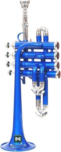 Piccolo Trumpet with 4 Smooth Valves Bb Pitch Brass Mouthpiece and Carry Case for Students, Beginners and Intermediate (Full Blue) in Saudi Arabia