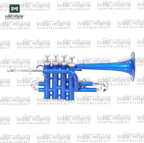 Piccolo Trumpet with 4 Smooth Valves Bb Pitch Brass Mouthpiece and Carry Case for Students, Beginners and Intermediate (Full Blue) in Saudi Arabia