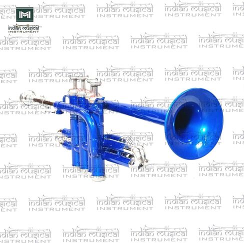 Piccolo Trumpet with 4 Smooth Valves Bb Pitch Brass Mouthpiece and Carry Case for Students, Beginners and Intermediate (Full Blue) in Saudi Arabia