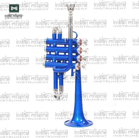 Piccolo Trumpet with 4 Smooth Valves Bb Pitch Brass Mouthpiece and Carry Case for Students, Beginners and Intermediate (Full Blue) in Saudi Arabia