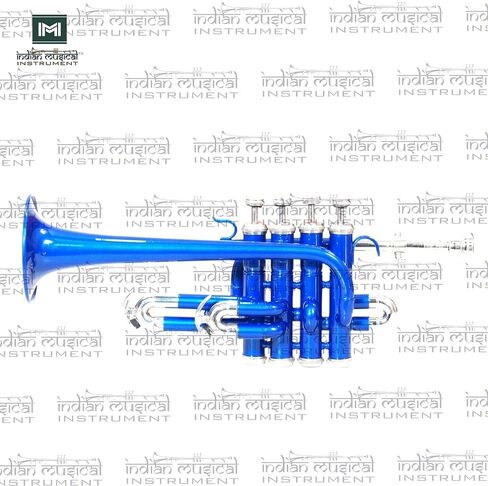 Piccolo Trumpet with 4 Smooth Valves Bb Pitch Brass Mouthpiece and Carry Case for Students, Beginners and Intermediate (Full Blue) in Saudi Arabia