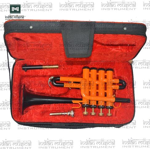Piccolo Trumpet with 4 Smooth Valves Bb Pitch Brass Mouthpiece and Carry Case for Students, Beginners and Intermediate (Orange) in Saudi Arabia
