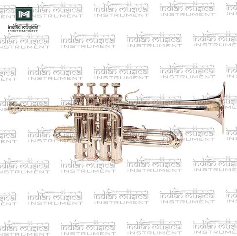 Piccolo Trumpet with 4 Smooth Valves Bb Pitch Brass Mouthpiece and Carry Case for Students, Beginners and Intermediate (SILVER GOLD BRASS) in Saudi Arabia