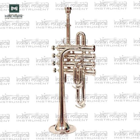 Piccolo Trumpet with 4 Smooth Valves Bb Pitch Brass Mouthpiece and Carry Case for Students, Beginners and Intermediate (SILVER GOLD BRASS) in Saudi Arabia