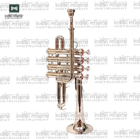 Piccolo Trumpet with 4 Smooth Valves Bb Pitch Brass Mouthpiece and Carry Case for Students, Beginners and Intermediate (SILVER GOLD BRASS) in Saudi Arabia