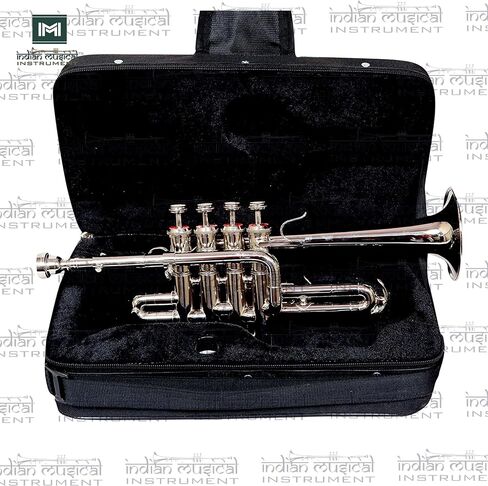 Piccolo Trumpet with 4 Smooth Valves Bb Pitch Brass Mouthpiece and Carry Case for Students, Beginners and Intermediate (SILVER GOLD BRASS) in Saudi Arabia