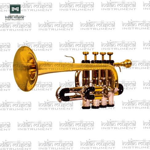 Piccolo Trumpet with 4 Smooth Valves Bb Pitch Brass Mouthpiece and Carry Case for Students, Beginners and Intermediate (SILVER GOLD BRASS) in Saudi Arabia