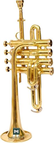 Piccolo Trumpet with 4 Smooth Valves Bb Pitch Brass Mouthpiece and Carry Case for Students, Beginners and Intermediate (Gold) in Saudi Arabia