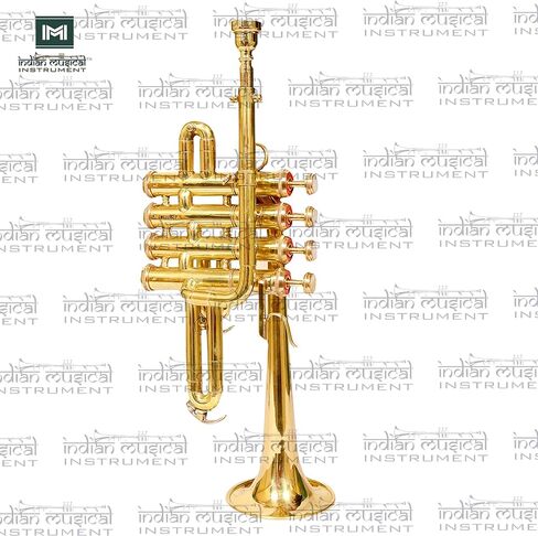 Piccolo Trumpet with 4 Smooth Valves Bb Pitch Brass Mouthpiece and Carry Case for Students, Beginners and Intermediate (Gold) in Saudi Arabia