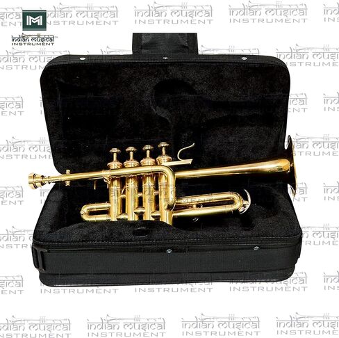 Piccolo Trumpet with 4 Smooth Valves Bb Pitch Brass Mouthpiece and Carry Case for Students, Beginners and Intermediate (Gold) in Saudi Arabia