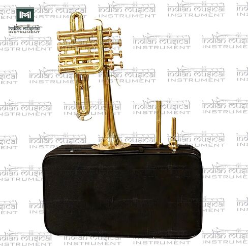 Piccolo Trumpet with 4 Smooth Valves Bb Pitch Brass Mouthpiece and Carry Case for Students, Beginners and Intermediate (Gold) in Saudi Arabia