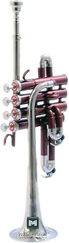 Piccolo Trumpet with 4 Smooth Valves Bb Pitch Brass Mouthpiece and Carry Case for Students, Beginners and Intermediate (Red) in Saudi Arabia