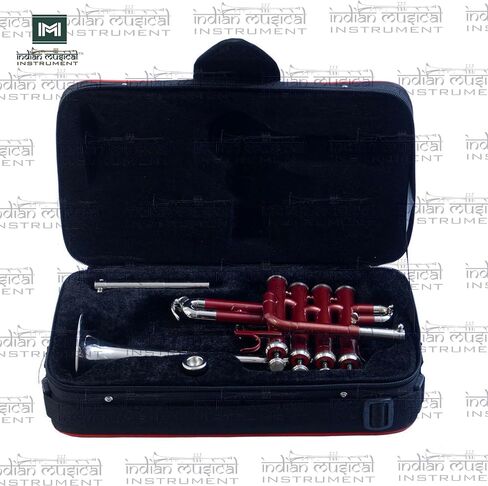 Piccolo Trumpet with 4 Smooth Valves Bb Pitch Brass Mouthpiece and Carry Case for Students, Beginners and Intermediate (Red) in Saudi Arabia