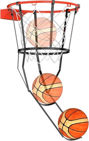 Basketball Return Attachment for Hoop Heavy Duty Basketball Rebounder with 6 Hooks, Basketball Accessories for Indoor and Outdoor, Basketball Hoop Rebounder for Solo Play and Practice, Metal, Black in Kuwait