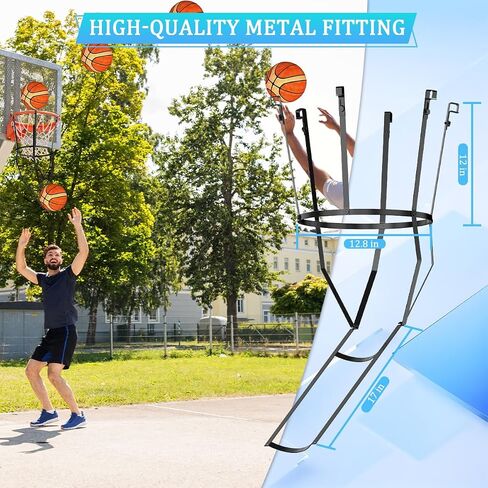 Basketball Return Attachment for Hoop Heavy Duty Basketball Rebounder with 6 Hooks, Basketball Accessories for Indoor and Outdoor, Basketball Hoop Rebounder for Solo Play and Practice, Metal, Black in Kuwait