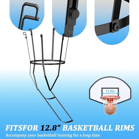 Basketball Return Attachment for Hoop Heavy Duty Basketball Rebounder with 6 Hooks, Basketball Accessories for Indoor and Outdoor, Basketball Hoop Rebounder for Solo Play and Practice, Metal, Black in Kuwait
