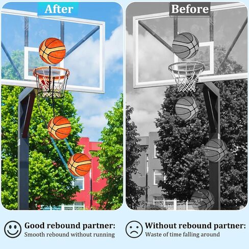 Basketball Return Attachment for Hoop Heavy Duty Basketball Rebounder with 6 Hooks, Basketball Accessories for Indoor and Outdoor, Basketball Hoop Rebounder for Solo Play and Practice, Metal, Black in Kuwait