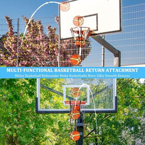 Basketball Return Attachment for Hoop Heavy Duty Basketball Rebounder with 6 Hooks, Basketball Accessories for Indoor and Outdoor, Basketball Hoop Rebounder for Solo Play and Practice, Metal, Black in Kuwait