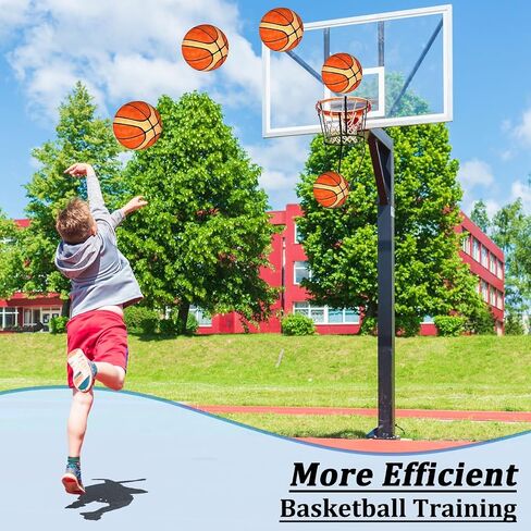 Basketball Return Attachment for Hoop Heavy Duty Basketball Rebounder with 6 Hooks, Basketball Accessories for Indoor and Outdoor, Basketball Hoop Rebounder for Solo Play and Practice, Metal, Black in Kuwait