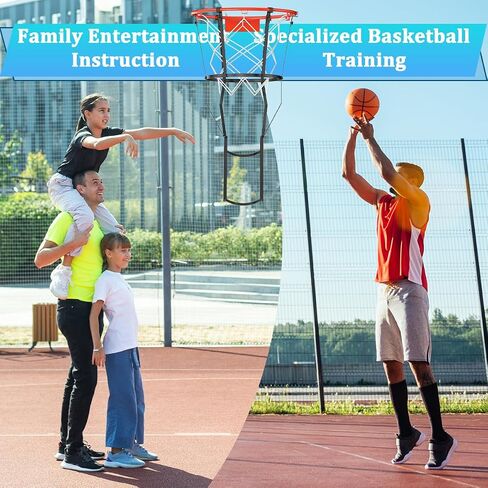 Basketball Return Attachment for Hoop Heavy Duty Basketball Rebounder with 6 Hooks, Basketball Accessories for Indoor and Outdoor, Basketball Hoop Rebounder for Solo Play and Practice, Metal, Black in Kuwait