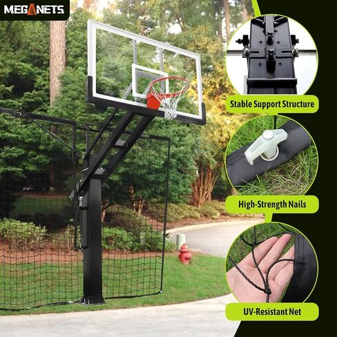 شبكة إرجاع كرة السلة شديدة التحمل بطول 12 قدمًا × 10 أقدام، شبكات مقاومة للأشعة فوق البنفسجية للحماية من الفناء ونظام شبكة دفاعية لإرجاع كرة السلة، شبكة صيد الكرة للأعمدة المربعة (تناسب أقطاب 8 × 12 بوصة) in Kuwait
