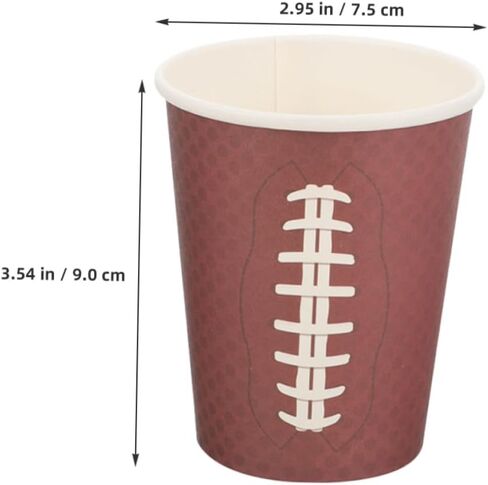 Veemoon 48pcs Rugby Pattern Disposable Paper Cups, Brown Football Party Cups for Sports Events, Tailgating, Birthday, Office Water Holder in Saudi Arabia