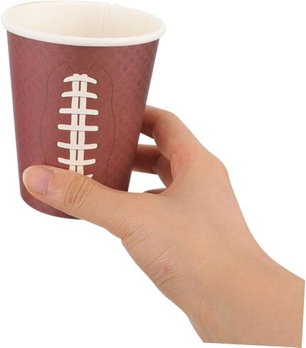 Veemoon 48pcs Rugby Pattern Disposable Paper Cups, Brown Football Party Cups for Sports Events, Tailgating, Birthday, Office Water Holder in Saudi Arabia