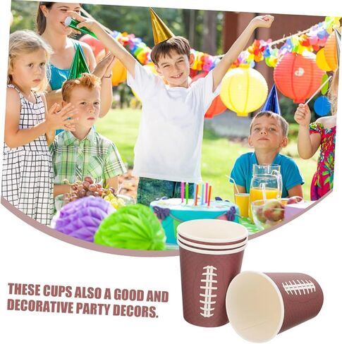 Veemoon 48pcs Rugby Pattern Disposable Paper Cups, Brown Football Party Cups for Sports Events, Tailgating, Birthday, Office Water Holder in Saudi Arabia