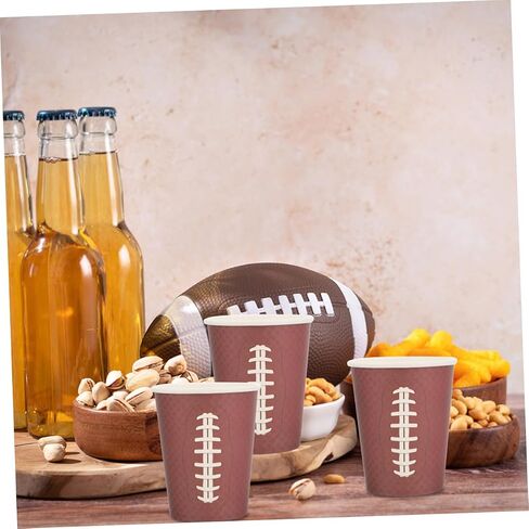 Veemoon 48pcs Rugby Pattern Disposable Paper Cups, Brown Football Party Cups for Sports Events, Tailgating, Birthday, Office Water Holder in Saudi Arabia