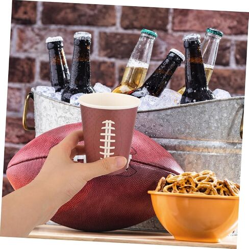 Veemoon 48pcs Rugby Pattern Disposable Paper Cups, Brown Football Party Cups for Sports Events, Tailgating, Birthday, Office Water Holder in Saudi Arabia