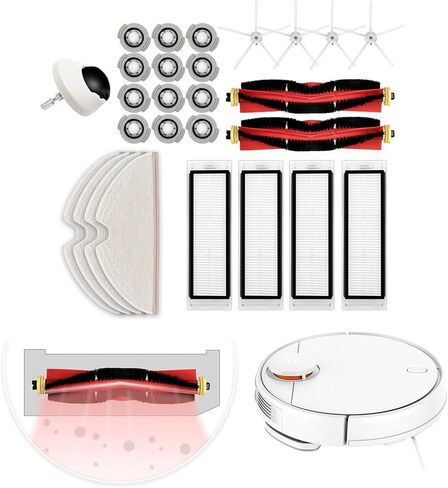 1 Set Robot Replacement Part Includes Detachable Roller Brush Filter Screen Rag- Pentagonal Brush Wheel in Kuwait