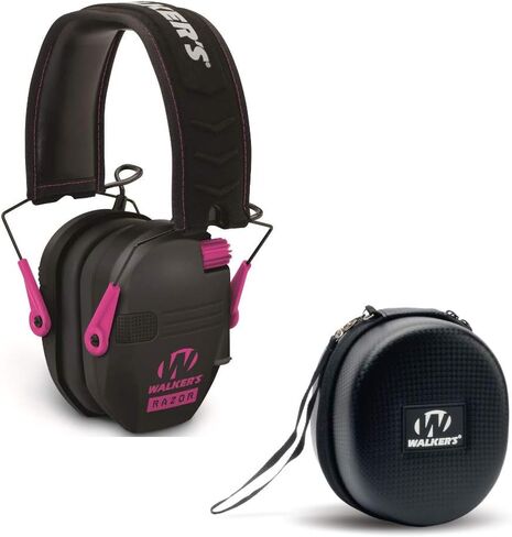 Walker's Razor Slim Electronic Muff (Black/Pink) with Protection Case in Kuwait