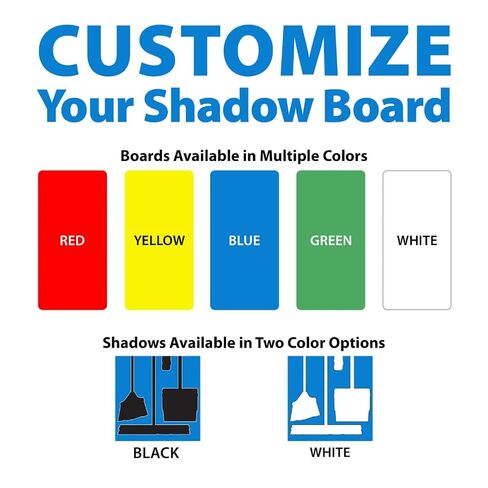 Custom Logo Clean & Sweep 5S Shadow Board/Wall Mount Broom Holder, 68" x 30" Board, 5S Cleaning Station - Board Only, Tools Sold Separately, Made in the USA by AccuformNMC in Kuwait