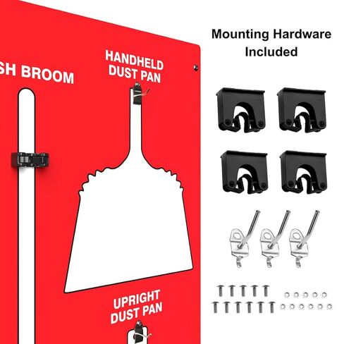 Custom Logo Clean & Sweep 5S Shadow Board/Wall Mount Broom Holder, 68" x 30" Board, 5S Cleaning Station - Board Only, Tools Sold Separately, Made in the USA by AccuformNMC in Kuwait