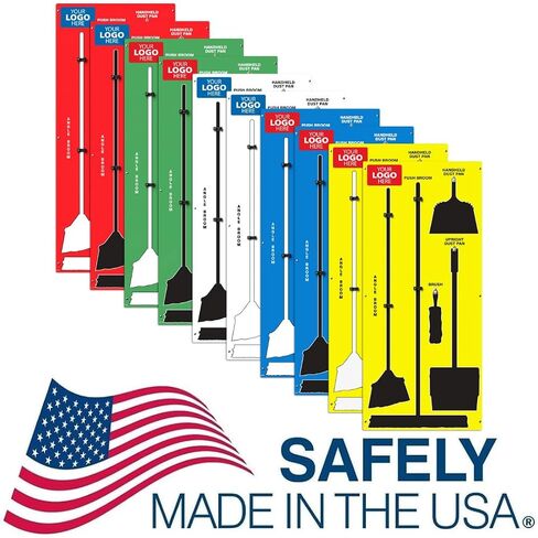 Custom Logo Clean & Sweep 5S Shadow Board/Wall Mount Broom Holder, 68" x 30" Board, 5S Cleaning Station - Board Only, Tools Sold Separately, Made in the USA by AccuformNMC in Kuwait